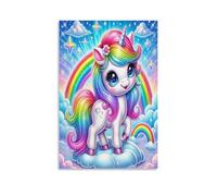 EVMILA My Little Pony Art - Oil Paintings Reproduction Modern Giclee Canvas Print Artwork Pictures on Rainbow Unicorn Canvas Wall Art for Home Office Decorations 12x18inch(30x45cm)