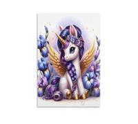 EVMILA My Little Pony Art - Oil Paintings Reproduction Modern Giclee Canvas Print Artwork Pictures on Rainbow Unicorn Canvas Wall Art for Home Office Decorations 12x18inch(30x45cm)