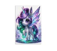 EVMILA My Little Pony Canvas Wall Art Customised Personalised Photo on Rainbow Unicorn Canvas for Bedroom Room Picture Digitally Printed 08x12inch(20x30cm)