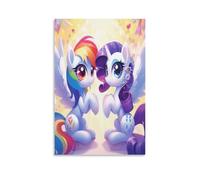 EVMILA My Little Pony Canvas Wall Art Customised Personalised Photo on Rainbow Unicorn Canvas for Bedroom Room Picture Digitally Printed 24x36inch(60x90cm)