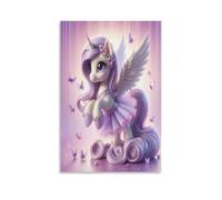 EVMILA My Little Pony Canvas Wall Art Customised Personalised Photo on Rainbow Unicorn Canvas for Bedroom Room Picture Digitally Printed 20x30inch(50x75cm)