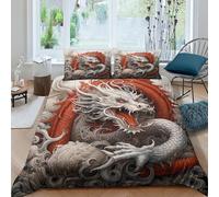 EVMILA Oriental Dragon for Boys Girls 3D Print Mythical Creature Duvet Cover Quilt Cover Comforter Covers Soft Microfiber with Pillow Cases with Zipper Closure Bedding Set 3 Pieces Double(200x200cm)