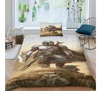 EVMILA Star Wars 3D Print Mandalorian Quilt Cover for Boys Girls Comforter Covers Duvet Cover with Zipper Closure Bedding Set with Pillow Cases Soft Microfiber 3 Pieces Single(135x200cm)