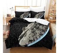 EVMILA Star Wars 3D Print Millennium Falcon Duvet Cover Comforter Covers Quilt Cover for Teens And Adults Bedding Set Soft Microfiber with Pillow Cases with Zipper Closure 3 Pieces Single(140x200cm)