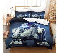 EVMILA Star Wars Comforter Covers for Boys Girls Quilt Cover Duvet Cover 3D Printed R2-D2 Bedding Set Soft Microfiber with Zipper Closure with Pillow Cases 3 Pieces Single(140x200cm)