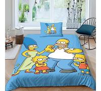 EVMILA The Simpsons 3D Print Comforter Covers for Teens And Adults Quilt Cover Duvet Cover Bedding Set with Zipper Closure with Pillow Cases Soft Microfiber 2 Pieces Single(135x200cm)