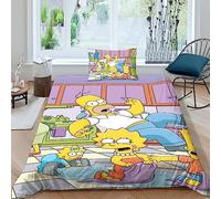 EVMILA The Simpsons 3D Print Comforter Covers Quilt Cover Duvet Cover for Teens And Adults with Zipper Closure with Pillow Cases Soft Microfiber Bedding Set 2 Pieces Single(135x200cm)