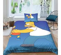 EVMILA The Simpsons 3D Print Duvet Cover Quilt Cover for Boys Girls Comforter Covers with Zipper Closure Soft Microfiber Bedding Set with Pillow Cases 2 Pieces Single(135x200cm)