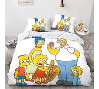 EVMILA The Simpsons Comforter Covers for Boys Girls Quilt Cover Duvet Cover 3D Printed with Zipper Closure Soft Microfiber Bedding Set with Pillow Cases 3 Pieces Double(200x200cm)