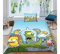 EVMILA The Simpsons Duvet Cover 3D Printed for Boys Girls Quilt Cover Comforter Covers with Zipper Closure with Pillow Cases Bedding Set Soft Microfiber 2 Pieces Single（135x200cm）