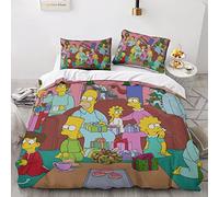 EVMILA The Simpsons Duvet Cover Comforter Covers Quilt Cover 3D Printed for Boys Girls with Zipper Closure with Pillow Cases Soft Microfiber Bedding Set 3 Pieces Double(200x200cm)