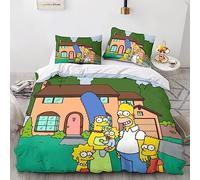EVMILA The Simpsons Duvet Cover for Boys Girls Comforter Covers Quilt Cover 3D Print with Pillow Cases Soft Microfiber Bedding Set with Zipper Closure 3 Pieces Double(200x200cm)