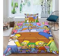 EVMILA The Simpsons Duvet Cover for Boys Girls Comforter Covers Quilt Cover 3D Print with Pillow Cases Soft Microfiber Bedding Set with Zipper Closure 2 Pieces Single（135x200cm）