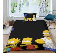EVMILA The Simpsons Quilt Cover Comforter Covers Duvet Cover for Boys Girls 3D Printed with Zipper Closure with Pillow Cases Soft Microfiber Bedding Set 2 Pieces Single(135x200cm)