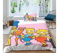 EVMILA The Simpsons Quilt Cover Comforter Covers Duvet Cover for Boys Girls 3D Printed with Zipper Closure with Pillow Cases Soft Microfiber Bedding Set 2 Pieces Single(135x200cm)