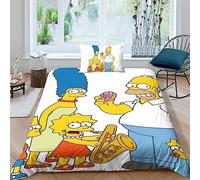 EVMILA The Simpsons Quilt Cover Duvet Cover Comforter Covers 3D Printed for Boys Girls with Pillow Cases Bedding Set with Zipper Closure Soft Microfiber 2 Pieces Single（135x200cm）