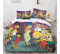 EVMILA The Simpsons Quilt Cover Duvet Cover for Boys Girls Comforter Covers 3D Printed Soft Microfiber with Pillow Cases with Zipper Closure Bedding Set 3 Pieces King(220x240cm)