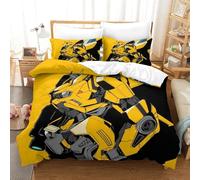 EVMILA Transformers 3D Print Bumblebee Duvet Cover Comforter Covers Quilt Cover for Teens And Adults Bedding Set Soft Microfiber with Pillow Cases with Zipper Closure 3 Pieces Single（140x200cm）
