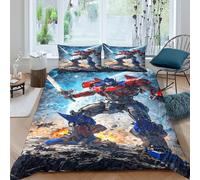 EVMILA Transformers 3D Print Optimus Primes Comforter Covers for Boys Girls Quilt Cover Duvet Cover Bedding Set with Zipper Closure Soft Microfiber with Pillow Cases 3 Pieces Double(200x200cm)