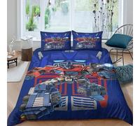 EVMILA Transformers 3D Print Optimus Primes Quilt Cover Duvet Cover for Teens And Adults Comforter Covers with Zipper Closure Bedding Set Soft Microfiber with Pillow Cases 3 Pieces Double（200x200cm）