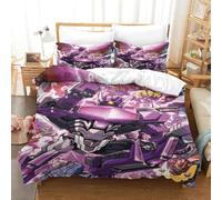 EVMILA Transformers 3D Print Shockwave Quilt Cover Duvet Cover for Teens And Adults Comforter Covers with Zipper Closure Bedding Set Soft Microfiber with Pillow Cases 3 Pieces Single（140x200cm）