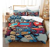 EVMILA Transformers 3D Printed Optimus Primes Comforter Covers Quilt Cover for Boys Girls Duvet Cover with Pillow Cases Bedding Set Soft Microfiber with Zipper Closure 3 Pieces Single(140x200cm)