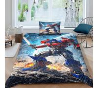 EVMILA Transformers Comforter Covers for Boys Girls Duvet Cover 3D Printed Optimus Primes Quilt Cover with Zipper Closure with Pillow Cases Soft Microfiber Bedding Set 2 Pieces Single(135x200cm)