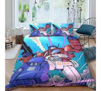 EVMILA Transformers Duvet Cover Quilt Cover Comforter Covers for Boys Girls 3D Print Optimus Primes Soft Microfiber Bedding Set with Zipper Closure with Pillow Cases 3 Pieces Double(200x200cm)