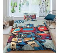 EVMILA Transformers for Boys Girls Duvet Cover 3D Printed Optimus Primes Quilt Cover Comforter Covers Soft Microfiber Bedding Set with Zipper Closure with Pillow Cases 2 Pieces Single(135x200cm)