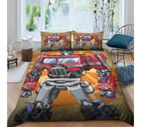 EVMILA Transformers Quilt Cover 3D Printed Optimus Primes Comforter Covers Duvet Cover for Boys Girls Bedding Set with Zipper Closure with Pillow Cases Soft Microfiber 3 Pieces Double(200x200cm)