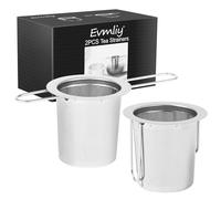 Evmliy 2Pack Silver Stainless Steel Tea Infuser Basket, Loose Leaf Tea Steeper with Long-Handled Tea Strainers, Fine Mesh Tea Diffuser, Tea Steeper for Leaf