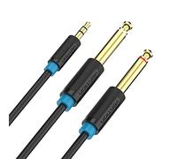 EVNSIX 10FT 1/8" 3.5mm Male TRS to Dual 1/4" (2x6.35mm) Male TS Mono Y-Cable Splitter Cord for Apple iPhone,Guitar, Laptop, Amplifier, Microphone