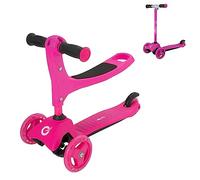 EVO 3-in-1 Cruiser Scooter Pink| Adjustable Handle Height | 3 Stage Interchangeable Design | Seated Scooter Into 2 Wheeled Push Scooter | Ideal First Scooter for Kids Ages 1-7