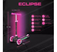 evo Eclipse Light-Up 3 Wheeled Scooter | Kids Push Scooter With Adjustable Handle Height | Adjustable Handle Height Scooter For Boys And Girls| Kick Scooter For Kids Aged 3+ (Blue)