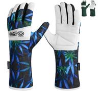 EVO Fitness Gardening gloves for Men and Women Tough Thorn Proof Comfortable Breathable Protective leather with Strong Grip Rigger Garden work Safety gloves (Long Blue, XL)