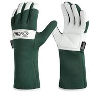 EVO Fitness Gardening gloves for Men and Women Tough Thorn Proof Comfortable Breathable Protective leather with Strong Grip Rigger Garden work Safety gloves (Long Green, S)