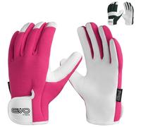EVO Fitness Gardening gloves for Men and Women Tough Thorn Proof Comfortable Breathable Protective leather with Strong Grip Rigger Garden work Safety gloves (Short Pink, Medium)