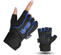EVO Fitness Gym Gloves for Men & Women - Breathable Weight Lifting Gloves, Workout Gloves, CrossFit, Cycling, Training, Enhanced Grip & Palm Protection, Perfect for Weightlifting (Blue, M)
