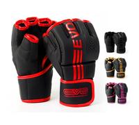EVO Fitness Matte Black MMA Gloves Martial Arts Mitts Grappling Sparring Men Muay Thai Cage Fighting Boxing Combat Sports Women pink UFC Punching Bag Training (Large, Red)
