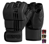 EVO Fitness Matte Black MMA Gloves Martial Arts Mitts Grappling Sparring Men Muay Thai Cage Fighting Boxing Combat Sports Women pink UFC Punching Bag Training (Medium, Black)