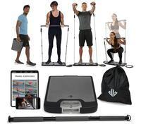 EVO Gym - Portable Home Gym Strength Training Equipment, at Home Gym | All in One Gym - 8 Resistance Bands, Base Holds Gym Bar & Handles for Travel | Portable Gym & Home Exercise Equipment | 220LBS