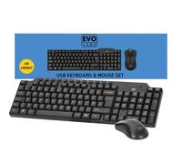 Evo Labs CM-501UK Wired Multimedia Keyboard and Mouse Combo Set, USB Plug and Play