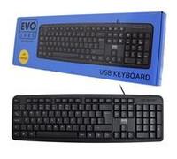 Evo Labs KD-101LUK Wired Keyboard, USB Plug and Play, Full Size, Qwerty UK Layout, Ideal for Home or Office, Black