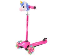 Evo Light Up Mini Cruiser - Kids Push Scooter With Adjustable Height Handles | 3-Wheeled Scooter With Light Up Wheels | For Kids 2+ (Pink with Unicorn Head)