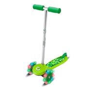 Evo Light-Up Move 'N' Groove Children's Scooter, 3 Wheeled Tri Scooter With Tilt To Turn, Light Up Wheels, Green Dinosaur Print, for Ages 2+