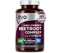 EVO Nutrition Beetroot & L-Citrulline 10,000mg, 180 Vegan Capsules | High strength nitric oxide booster to support circulation, energy & wellness, non-GMO, 3 months, UK made.