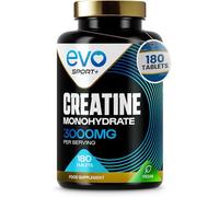 EVO Nutrition Creatine Monohydrate 3000mg, 180 Unflavoured Tablets | Gym supplement & powder alternative for men & women, muscle mass & exercise recovery, vegan, keto, UK made.