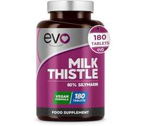 EVO Nutrition Milk Thistle, 80% Silymarin, 180 Vegan Tablets | Milk thistle capsules alternative, 3-6 month supply, made in the UK.