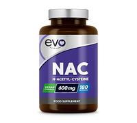 EVO Nutrition NAC N-Acetyl-Cysteine 600mg, 180 Vegan Capsules | High strength antioxidant to support body function, amino acid supplement, bioavailable, vegan, 6 months, UK made.