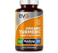 EVO NUTRITION Organic Turmeric with Active Curcumin 1440mg | 120 High Strength Capsules (not Tablets) | with Black Pepper & Ginger | Vegan Supplement | Soil Association Certified | Made in the UK